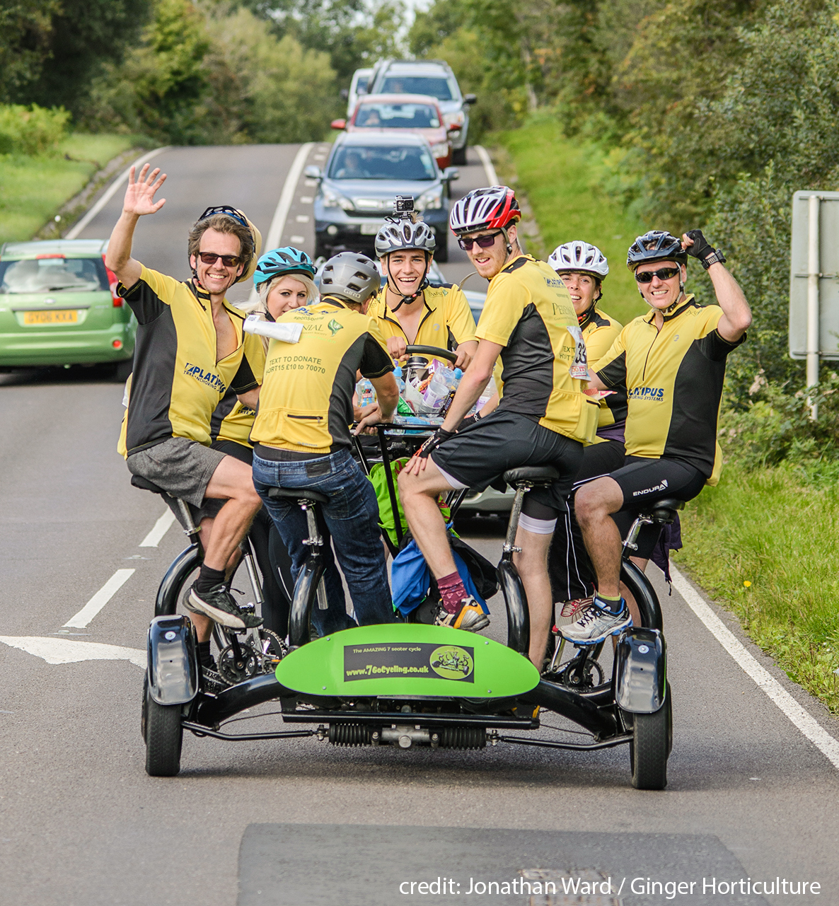 PLATIPUS AND PERENNIAL SUPPORTERS BREAK THE RECORD OF THE LONDON-BRIGHTON CYCLE RIDE ON A 7-SEATER CYCLE!